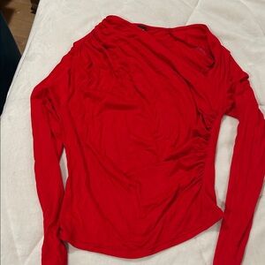 SHEIN Vibrant Red Ruched Blouse